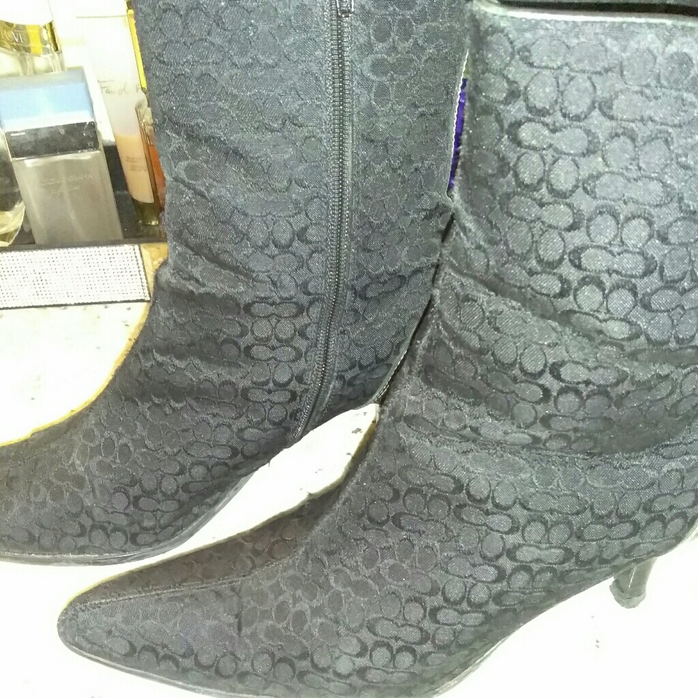 Authentic Coach Canvas Mini Monogram Ankle Boots